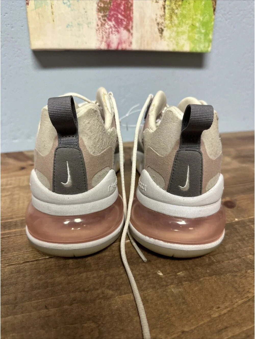 Nike Air Max 270 React Plum Chalk White Pink Womens 8 Running Shoes CI3899-500